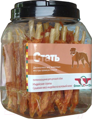 Лакомство для собак Green QZin Стать Сушеное мясо индейки на воловьей коже (750г)