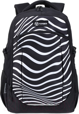 Школьный рюкзак Torber Class X Зебра / T9355-22-ZEB (черный/белый)