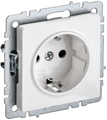Розетка IEK Brite BR-R11-16-K01 с заземлением (белый)