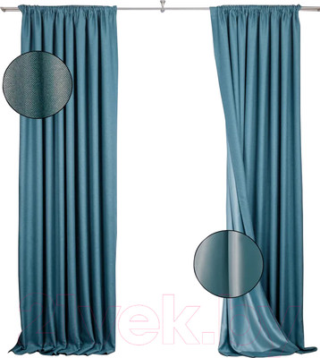 Комплект штор Модный текстиль 112MT391008 (250x150, 2шт, бирюзовый)