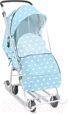 Санки-коляска Ника Наши детки 3-1К / НДТ3-1К/2 (облака, голубой)