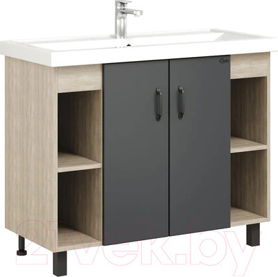 Тумба под умывальник Onika Тимбер 100.10 / 110010 (серый матовый/дуб сонома)