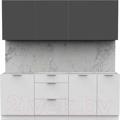 Кухонный гарнитур Интермебель Микс Топ-6 2.1м без столешницы (графит серый/белый премиум)