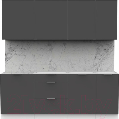 Кухонный гарнитур Интермебель Микс Топ-6 2.1м без столешницы (графит серый)