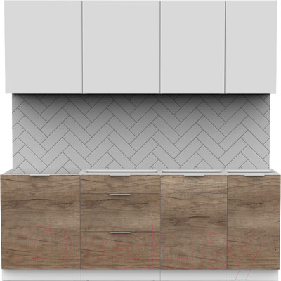 Кухонный гарнитур Интермебель Микс Топ-6 2.1м без столешницы (белый премиум/дуб каньон)