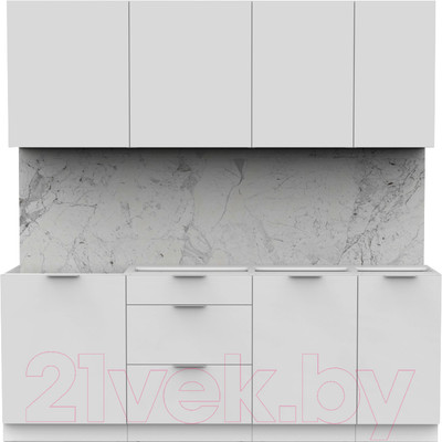 Кухонный гарнитур Интермебель Микс Топ-6 2.1м без столешницы (белый премиум)