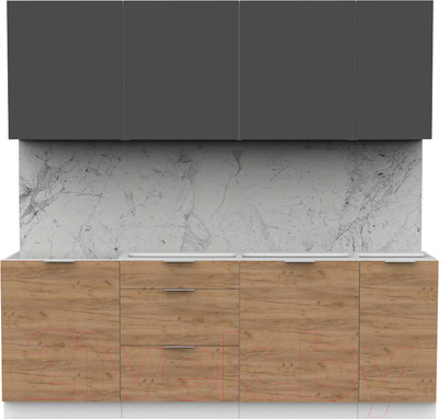 Кухонный гарнитур Интермебель Микс Топ-7 2.2м без столешницы (графит серый/дуб крафт золотой)