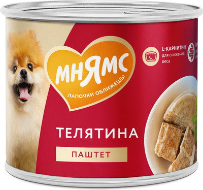 Влажный корм для собак Мнямс Фитнес. Паштет из телятины / 705045 (200г)