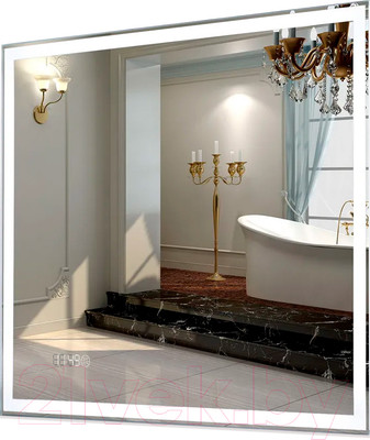 Зеркало Пекам Greta 60x50 / greta-60x50scl (с подсветкой, сенсором на прикосновение и часами)