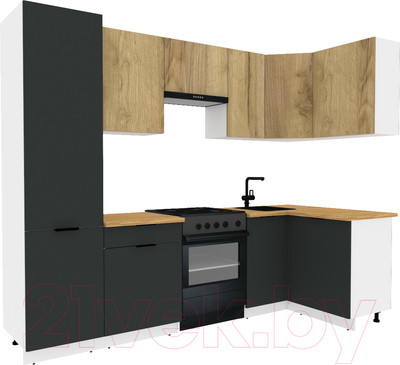 Кухонный гарнитур ВерсоМебель Эко-2 1.2x2.7 правая (дуб крафт золотой/антрацит/ст.золотистый дуб)