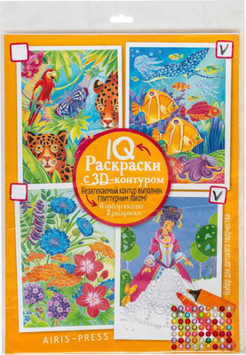 Набор раскрасок Айрис-пресс IQ Раскраски 3D контур. Набор 5 макси Разноцветный микс