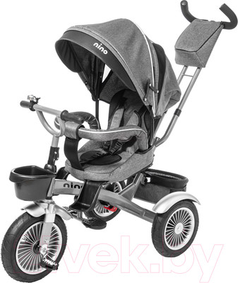 Трехколесный велосипед с ручкой NINO Lux (серый)