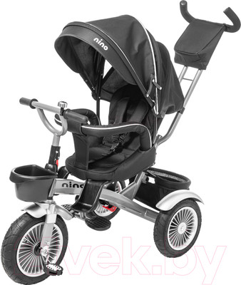 Трехколесный велосипед с ручкой NINO Lux (черный)
