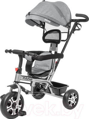 Трехколесный велосипед с ручкой NINO Classic (серый)