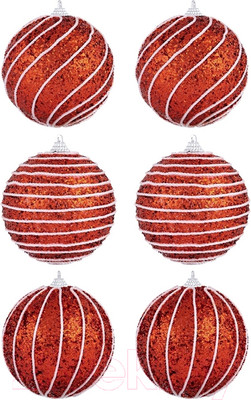 Набор шаров новогодних Elan Gallery Полоски / 970074 (красный)