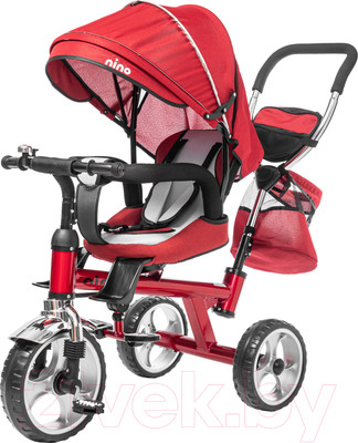 Трехколесный велосипед с ручкой NINO Optima (красный)