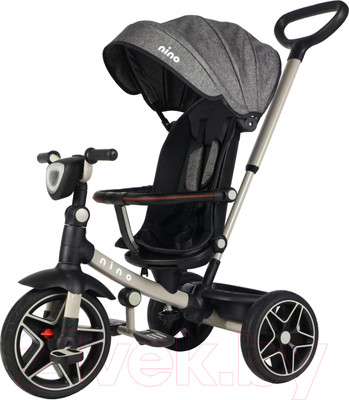 Трехколесный велосипед с ручкой NINO Active (серый)