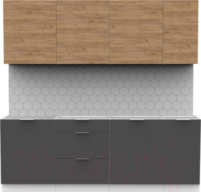 Кухонный гарнитур Интермебель Микс Топ-7 2.2м без столешницы (дуб крафт золотой/графит серый)