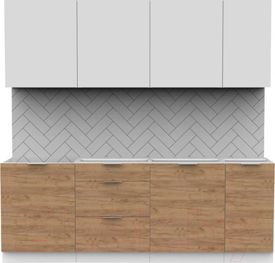 Кухонный гарнитур Интермебель Микс Топ-7 2.2м без столешницы (белый премиум/дуб крафт золотой)