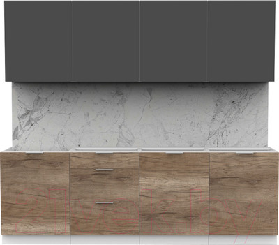 Кухонный гарнитур Интермебель Микс Топ-8 2.2м без столешницы (графит серый/дуб каньон)