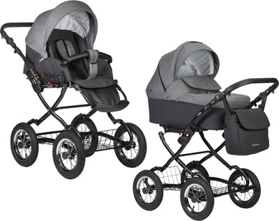 Детская универсальная коляска INDIGO Charlotte Sity Classic 12 (Cs 04, черный/темно-серый)