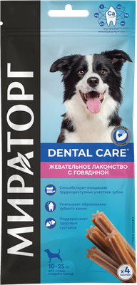 Лакомство для собак Мираторг Dental Care с говядиной для собак средних пород / 1010023752 (70г)
