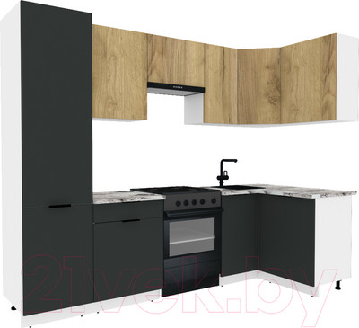 Кухонный гарнитур ВерсоМебель Эко-2 1.2x2.7 правая (дуб крафт золотой/антрацит/ст. альберика)