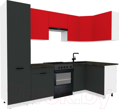 Кухонный гарнитур ВерсоМебель Эко-2 1.2x2.7 правая (красный чили/антрацит/ст. луна)