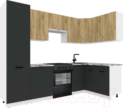 Кухонный гарнитур ВерсоМебель Эко-2 1.4x2.7 правая (дуб крафт золотой/антрацит/ст. альберика)