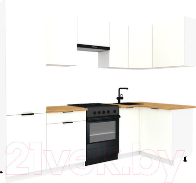 Кухонный гарнитур ВерсоМебель Эко-1 1.2x2.6 правая (белый фасадный/ст. золотистый дуб)