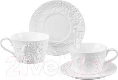 Набор для чая/кофе Elan Gallery Птички на ветке / 540328 (4пр.)