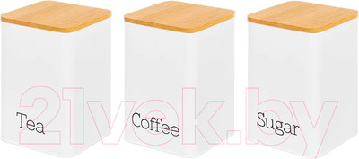 Набор емкостей для хранения Elan Gallery Чай, кофе, сахар / 240208 (белый)