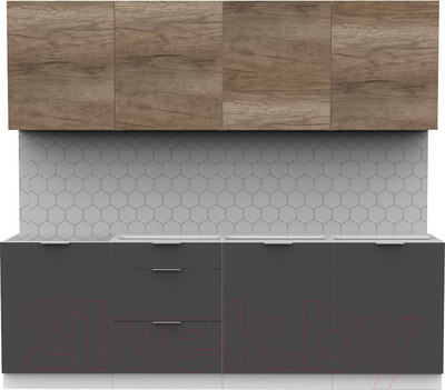 Кухонный гарнитур Интермебель Микс Топ-8 2.4м без столешницы (дуб каньон/графит серый)