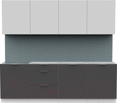 Кухонный гарнитур Интермебель Микс Топ-8 2.4м без столешницы (белый премиум/графит серый)