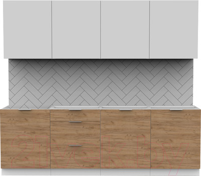 Кухонный гарнитур Интермебель Микс Топ-8 2.4м без столешницы (белый премиум/дуб крафт золотой)