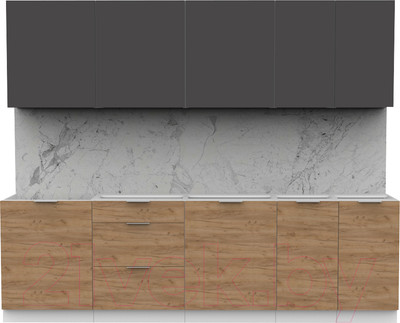 Кухонный гарнитур Интермебель Микс Топ-9 2.6м без столешницы (графит серый/дуб крафт золотой)