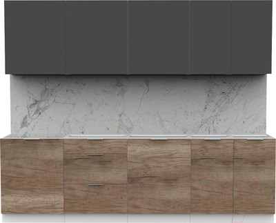 Кухонный гарнитур Интермебель Микс Топ-9 2.6м без столешницы (графит серый/дуб каньон)