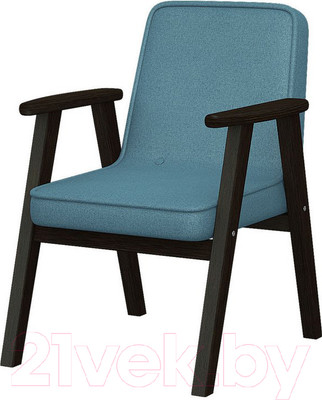 Кресло мягкое Мебелик Ретро (голубой/венге)