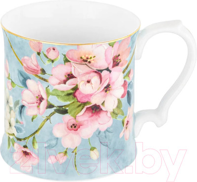 Кружка Elan Gallery Яблоневый цвет на голубом / 420427