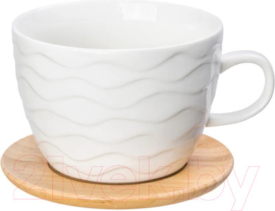 Чашка с блюдцем Elan Gallery Айсберг волны / 540218
