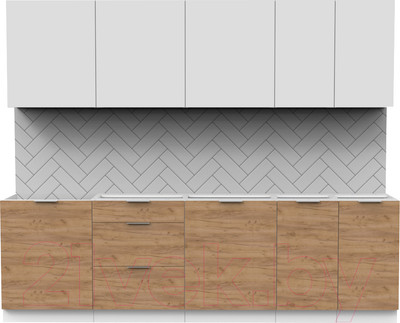 Кухонный гарнитур Интермебель Микс Топ-9 2.6м без столешницы (белый премиум/дуб крафт золотой)