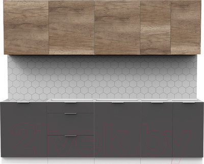 Кухонный гарнитур Интермебель Микс Топ-9 2.6м без столешницы (дуб каньон/графит серый)