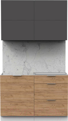 Кухонный гарнитур Интермебель Микс Топ-31 1.2м без столешницы (графит серый/дуб крафт золотой)