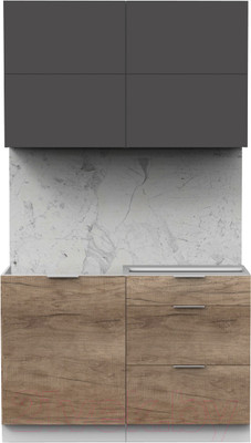 Кухонный гарнитур Интермебель Микс Топ-31 1.2м без столешницы (графит серый/дуб каньон)