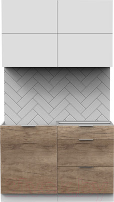 Кухонный гарнитур Интермебель Микс Топ-31 1.2м без столешницы (белый премиум/дуб каньон)