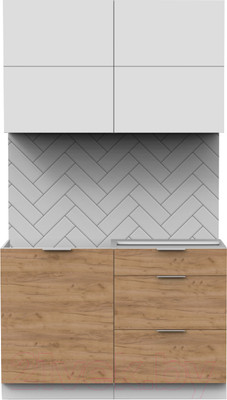 Кухонный гарнитур Интермебель Микс Топ-31 1.2м без столешницы (белый премиум/дуб крафт золотой)