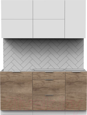 Кухонный гарнитур Интермебель Микс Топ-32 1.6м без столешницы (белый премиум/дуб каньон)