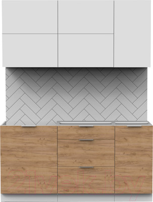 Кухонный гарнитур Интермебель Микс Топ-32 1.6м без столешницы (белый премиум/дуб крафт золотой)