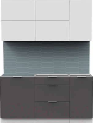 Кухонный гарнитур Интермебель Микс Топ-32 1.6м без столешницы (белый премиум/графит серый)