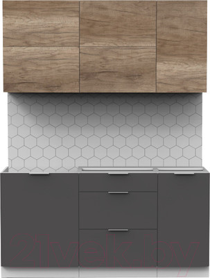 Кухонный гарнитур Интермебель Микс Топ-32 1.6м без столешницы (дуб каньон/графит серый)